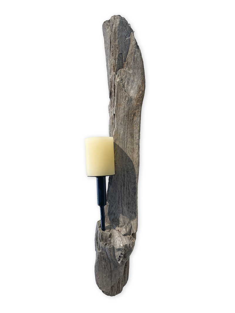 Lit Form “Monolith” Driftwood Sconce – Pillar Candle Edition