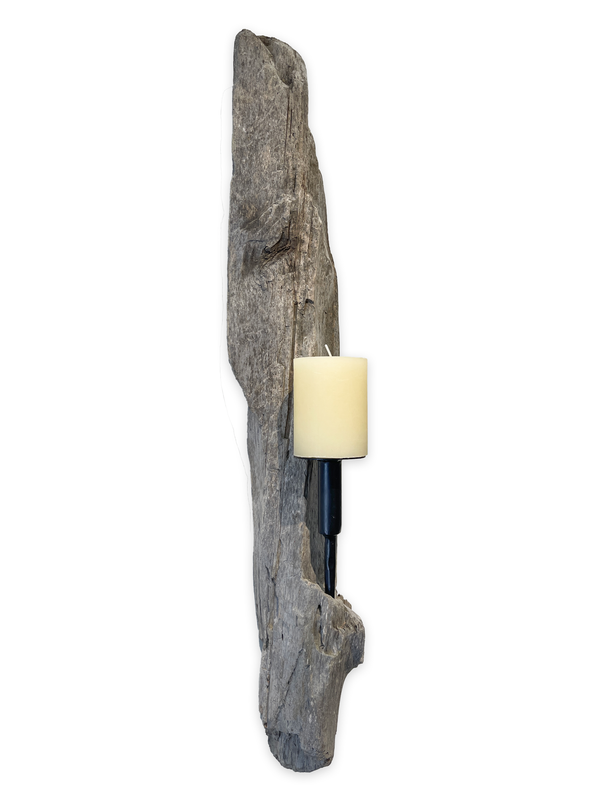 Lit Form “Monolith” Driftwood Sconce – Pillar Candle Edition