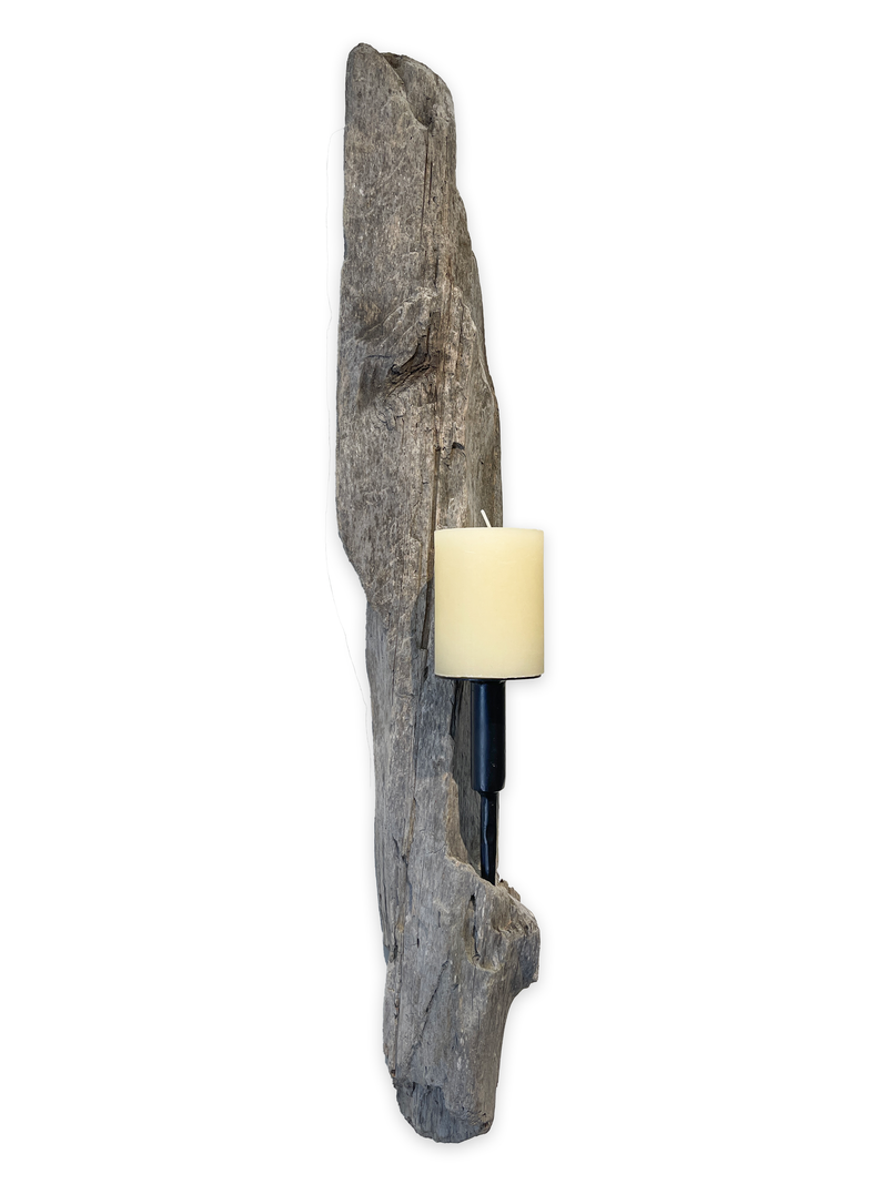 Lit Form “Monolith” Driftwood Sconce – Pillar Candle Edition
