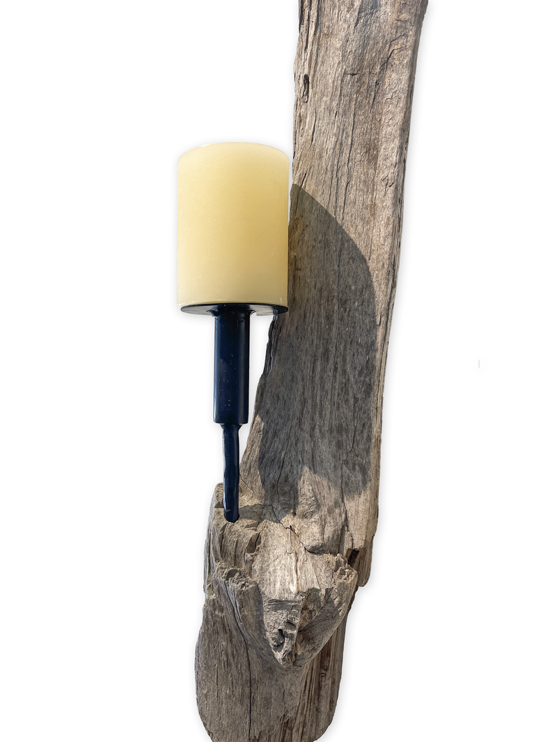 Lit Form “Monolith” Driftwood Sconce – Pillar Candle Edition