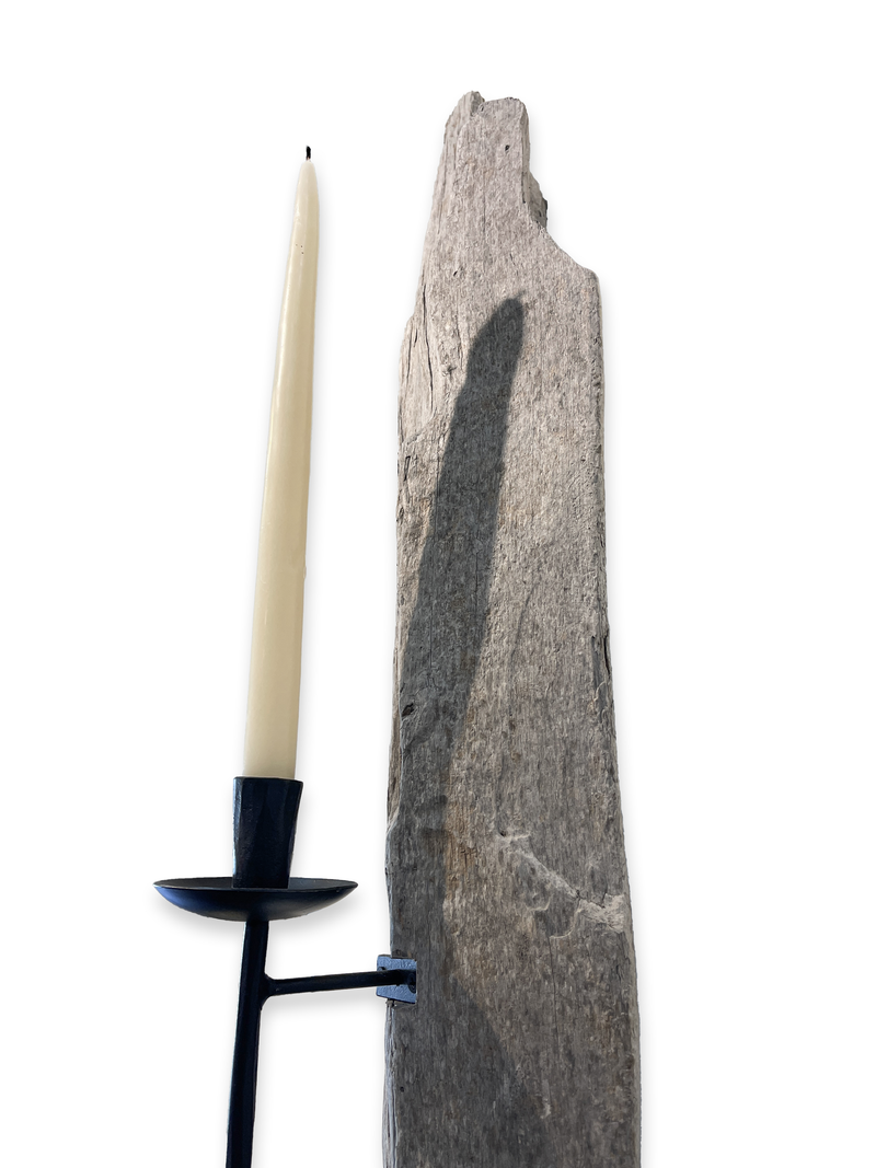 Lit Form “Obsidian” Driftwood Sconce – Taper Candle Edition