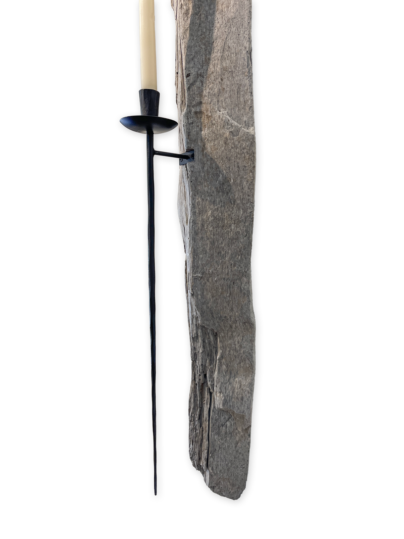Lit Form “Obsidian” Driftwood Sconce – Taper Candle Edition