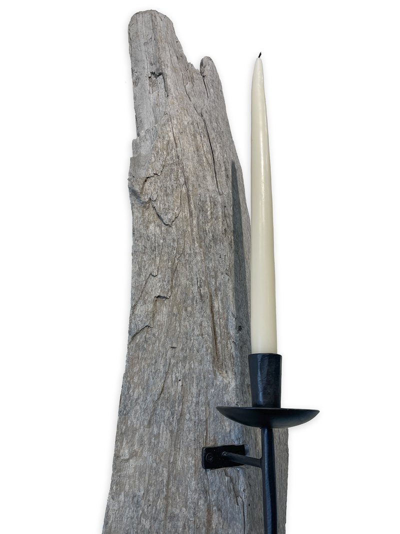 Lit Form “Obsidian” Driftwood Sconce – Taper Candle Edition