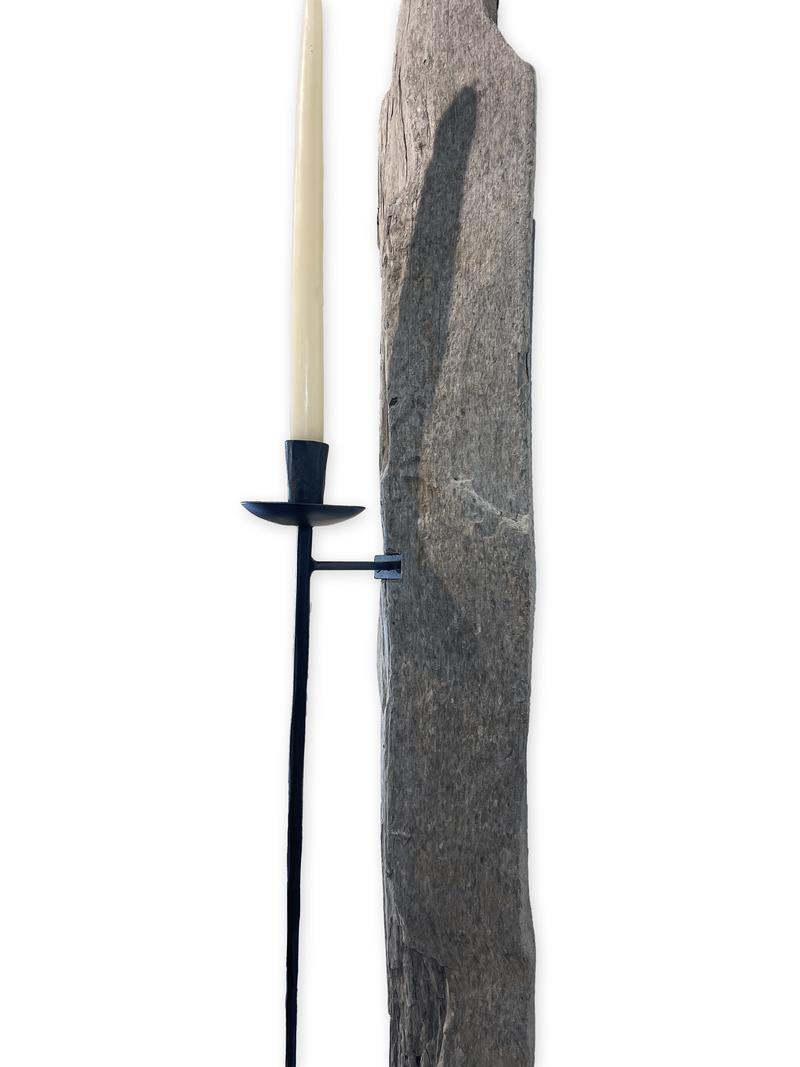 Lit Form “Obsidian” Driftwood Sconce – Taper Candle Edition