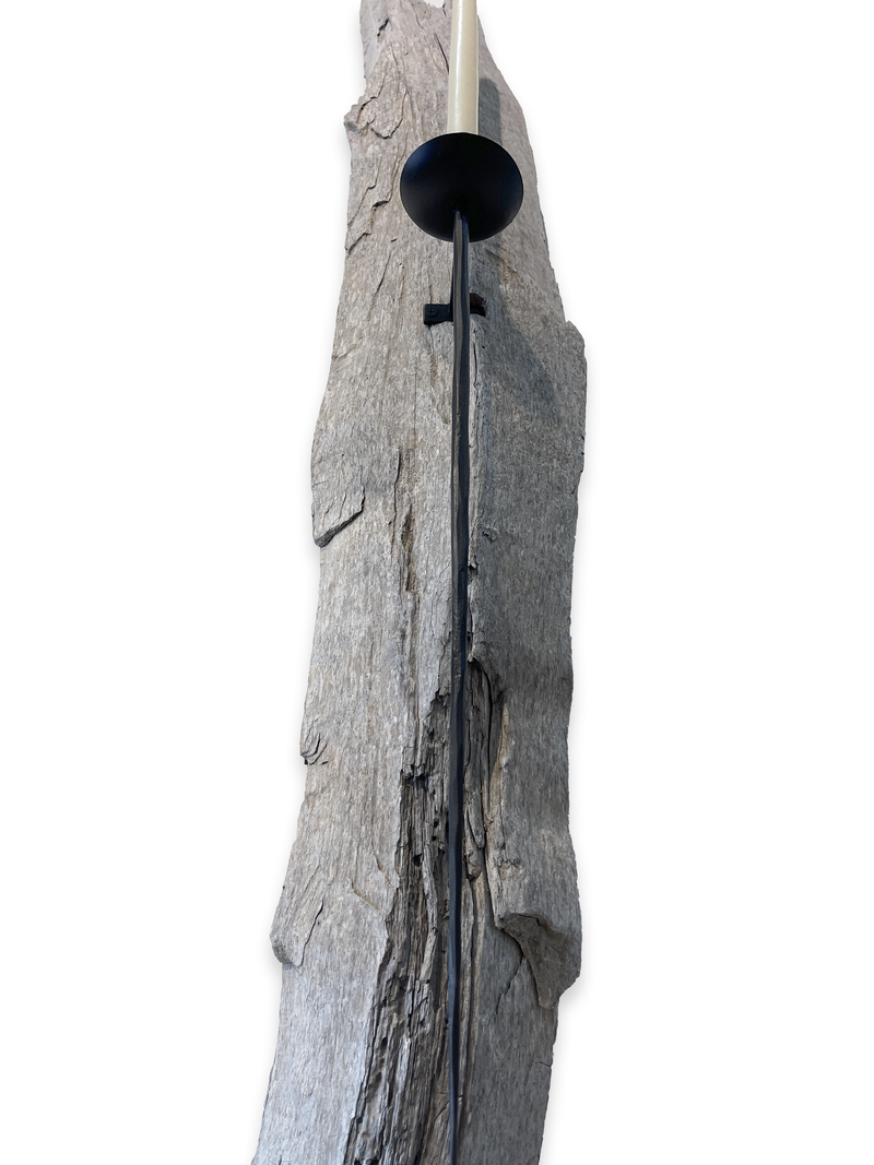 Lit Form “Obsidian” Driftwood Sconce – Taper Candle Edition