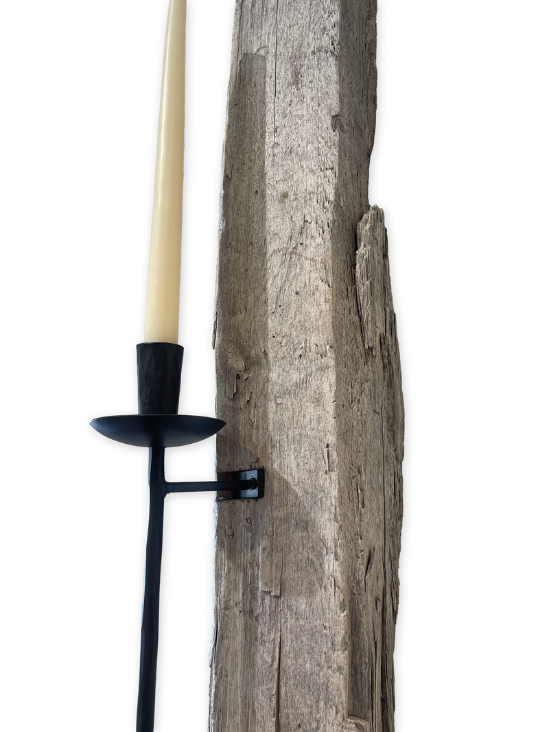 Lit Form “Spear” Driftwood Sconce – Taper Candle Edition