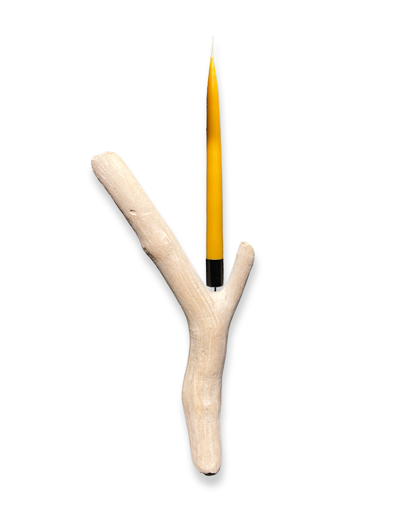 Lit Form “Wishbone” Driftwood Sconce – Taper Candle Edition