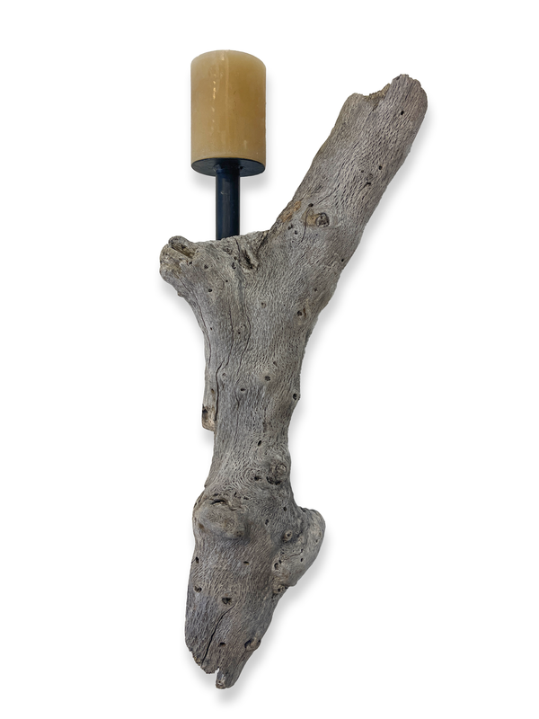 Lit Form “Root” Driftwood Sconce – Single Pillar