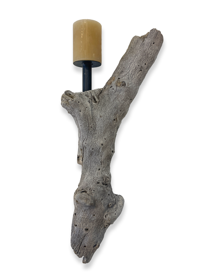 Lit Form “Root” Driftwood Sconce – Single Pillar