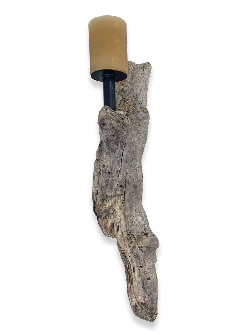 Lit Form “Root” Driftwood Sconce – Single Pillar