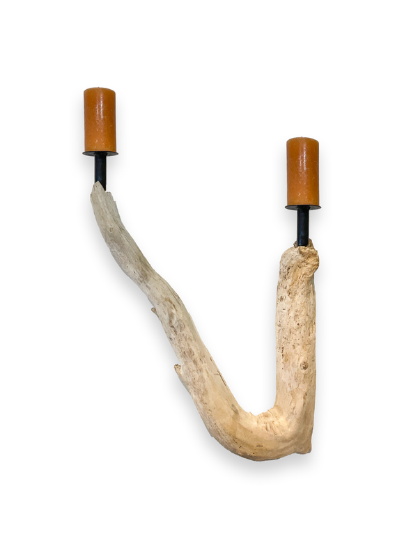 Lit Form “Twin Arc” Driftwood Sconce – Double Pillar 𝘚𝘖𝘓𝘋