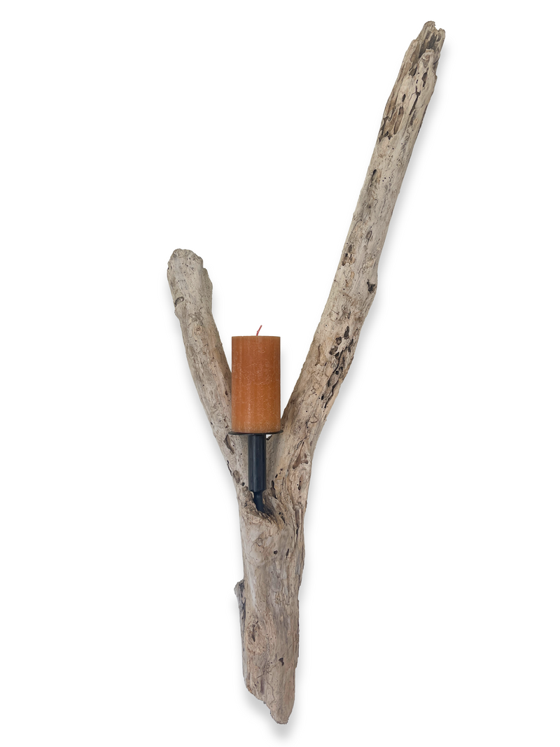 Lit Form “Divide” Driftwood Sconce – Pillar Candle Edition 𝘚𝘖𝘓𝘋